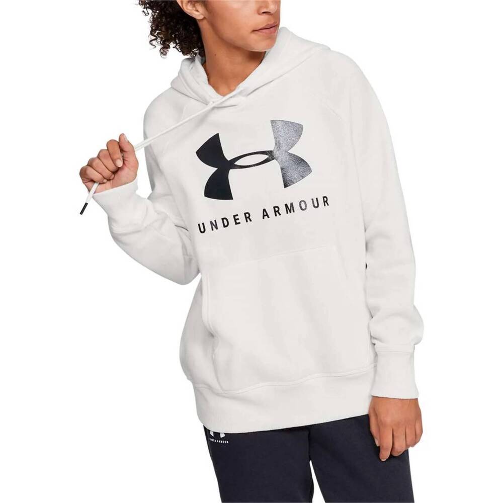 NEW UNDER ARMOUR rival fleece sportstyle graphic hoodie in onyx white